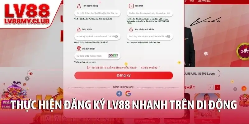 Thực hiện đăng ký LV88 nhanh trên di động
